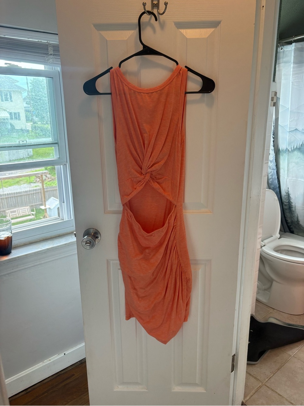 Sleeveless Twist-Back Orange Summer Dress